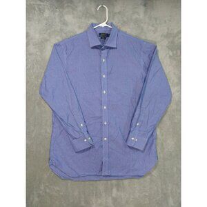 Polo Ralph Lauren Shirt Mens 17.5 34/35 Blue White Striped Slim Fit Easy Care